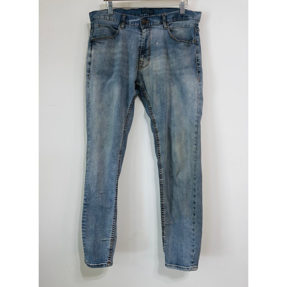 ZARA MAN Jeans‎ Distressed Slim Fit Light Wash Denim sz 36 Thrashed Streetwear